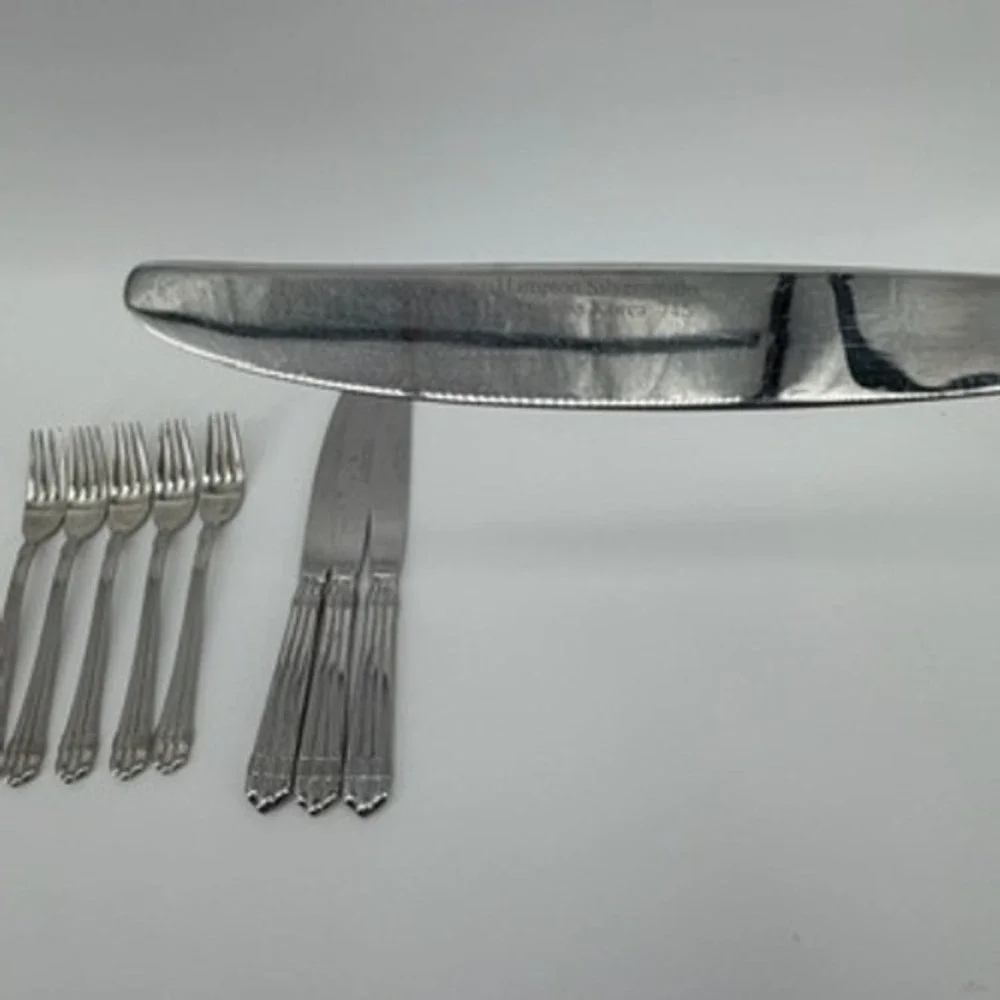 Odyssey Hampton Silversmiths‎ 715 Stainless Flatware Set 5 Forks 4 Knives Korea